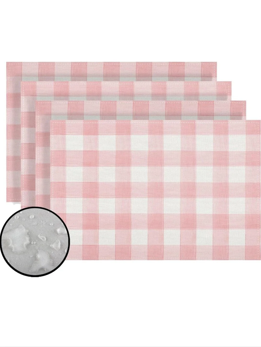 Pink Gingham Placemat - Checkered Table Accent/ Plus Pale Pink Napkins/ SET